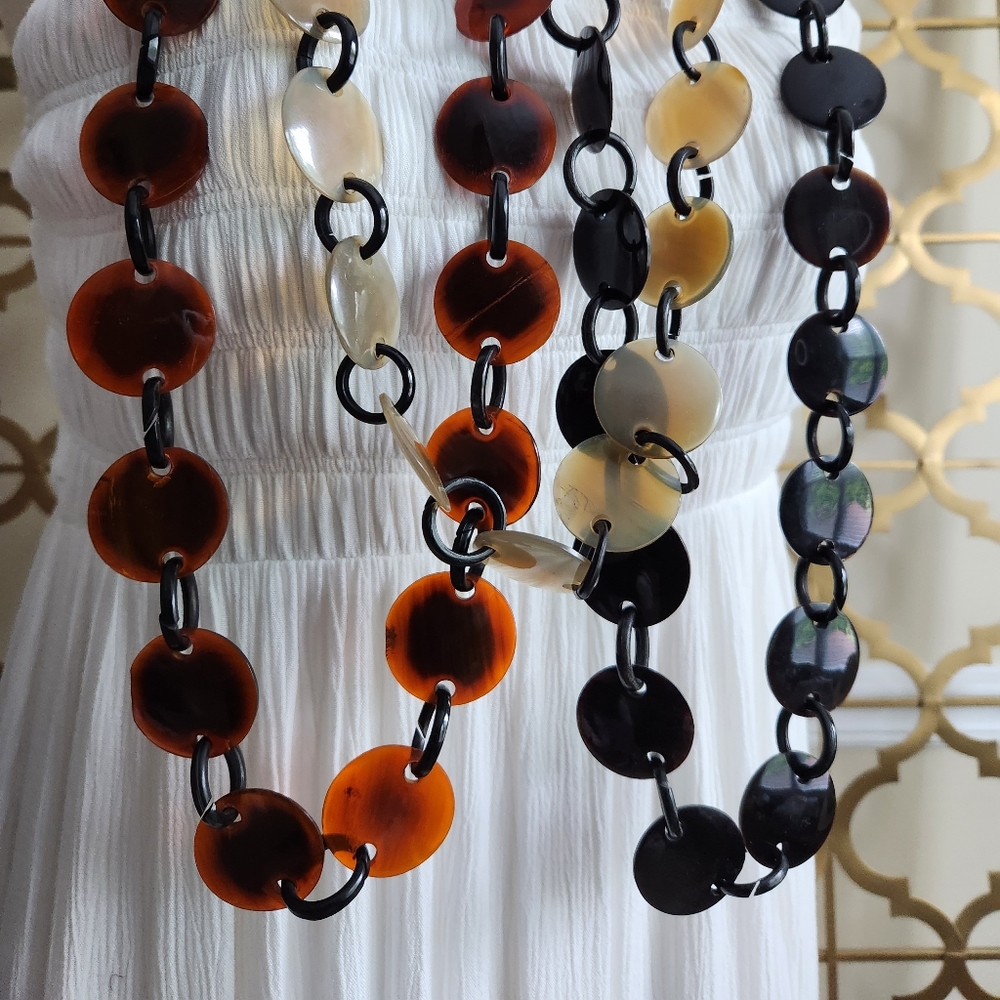 Faux Horn Necklace - Black on Black